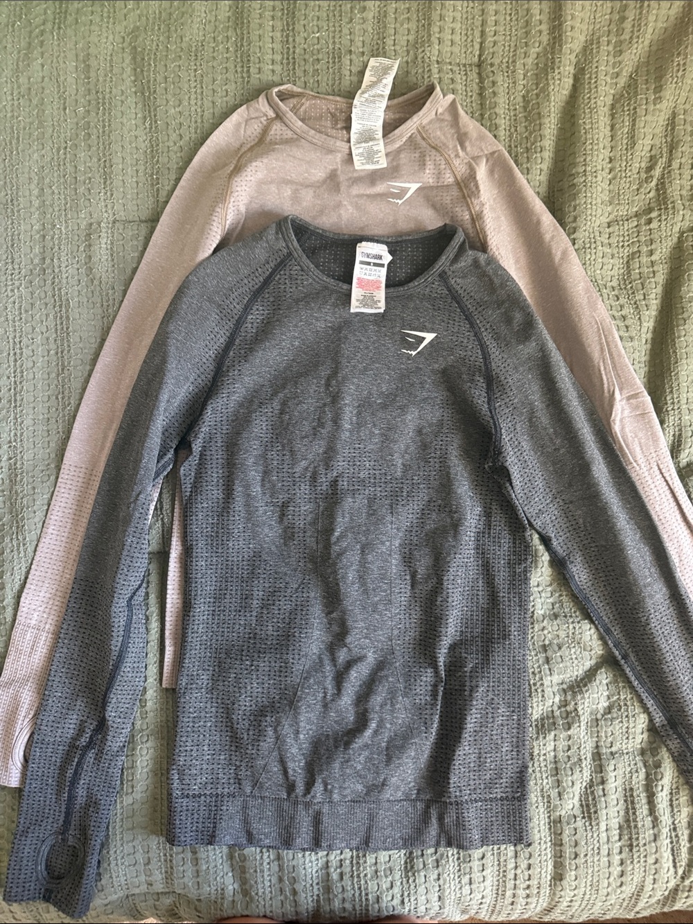 Gymshark Seamless Long Sleeve Tops — Charcoal and Blush